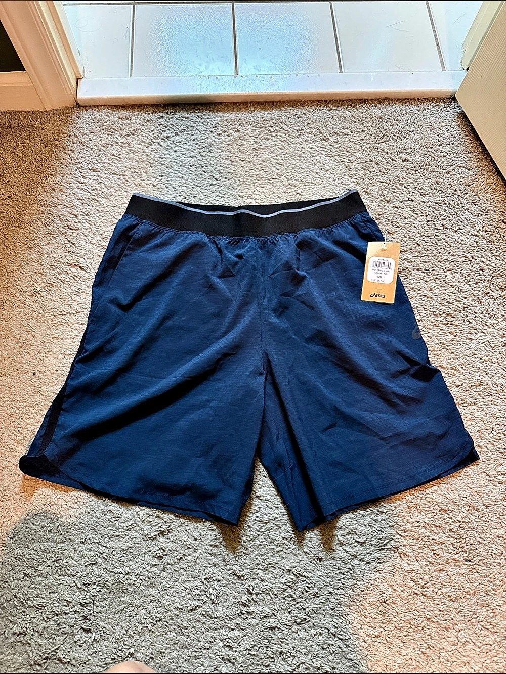 ASICS M 9" Train Short Athletic Shorts Blue Large